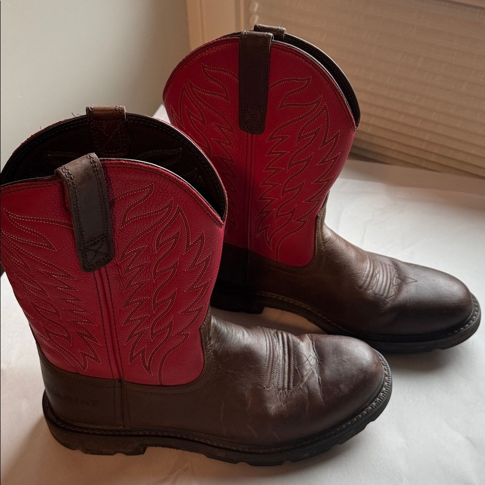 Ariat Work Boots Mens 11D Brown/Red Leather EH ASTM F2892-11 Western Cowboy